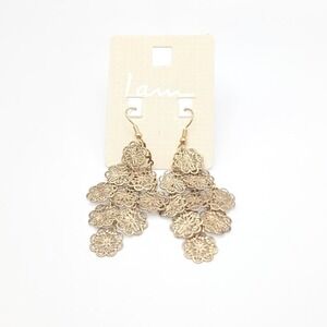 I AM Brand Earrings Cascading Flower Filigree Chandelier Gold Tone Dangle Drop